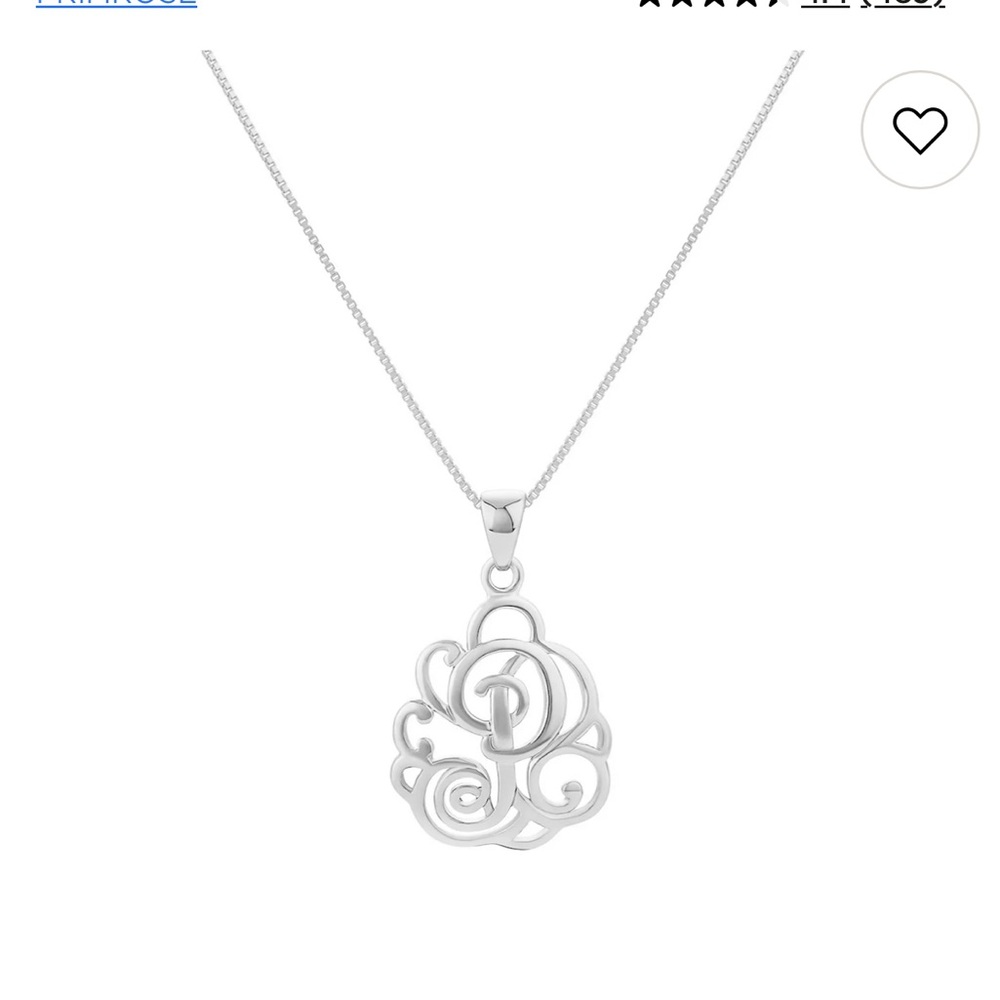 ⭐️🌸PRIMROSE Sterling Silver Monogram Initial Pendant Necklace "P" NWOT